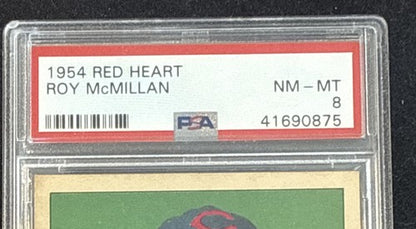 1954 Red Heart Roy McMillan PSA 8 NM - Mint Beauty  High End Centered