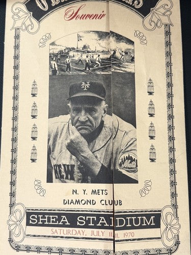 Ny Mets July 11 1970 old timers Day Casey Stengel 80 birthday Menu Diamond Club
