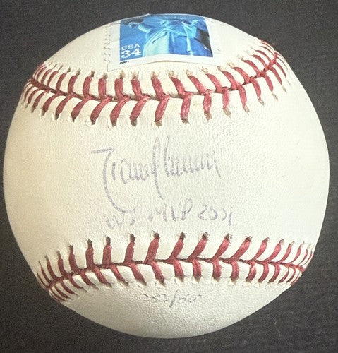RANDY JOHNSON signed 2001 WORLD SERIES Baseball Ws MVP Auto MLB & Goldin Coa LE