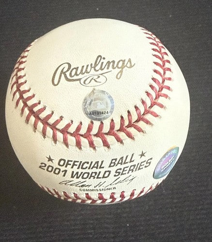 RANDY JOHNSON signed 2001 WORLD SERIES Baseball Ws MVP Auto MLB & Goldin Coa LE