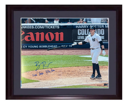 Ben Rice Signed 16x20 Framed Photo Ny Yankees 3 HR 7 RBI Rookie Auto Steiner COA