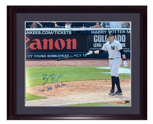 Ben Rice Signed 16x20 Framed Photo Ny Yankees 3 HR 7 RBI Rookie Auto Steiner COA