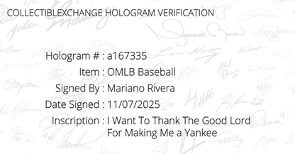 Mariano Rivera Signed MLB Baseball Thank the Good Lord Yankee Auto Steiner COA