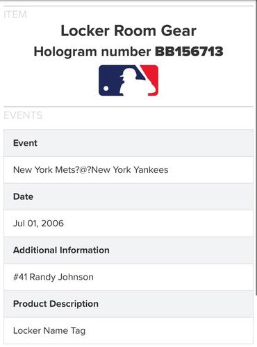 Randy Johnson Ny Yankees Game Used Locker Room Nameplate STEINER & MLB Coa HOF