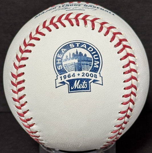 Ny Mets Shea Stadium Final Season 1964 - 2008 Official Mlb Logo Baseball W/ Case