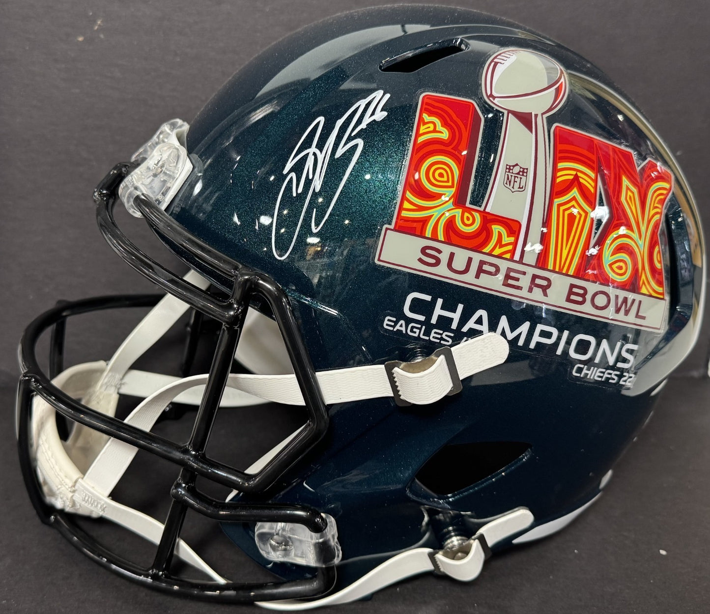 Saquon Barkley Signed FS Superbowl 59 Replica Helmet Eagles Auto PSA COA