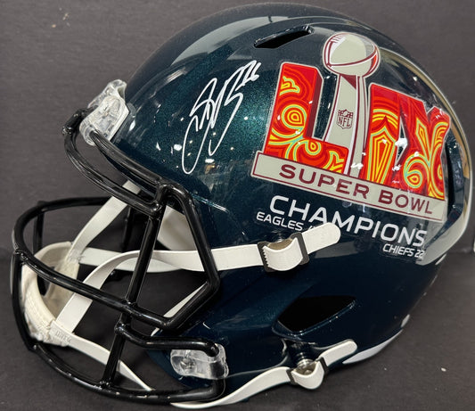 Saquon Barkley Signed FS Superbowl 59 Replica Helmet Eagles Auto PSA COA