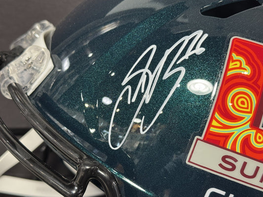 Saquon Barkley Signed FS Superbowl 59 Replica Helmet Eagles Auto PSA COA