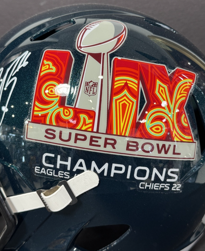 Saquon Barkley Signed FS Superbowl 59 Replica Helmet Eagles Auto PSA COA
