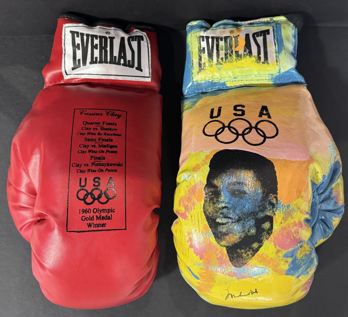Muhammad Ali Signed Hand Painted 1960 Olympic Gold Boxing Glove Sak Auto AAC COA