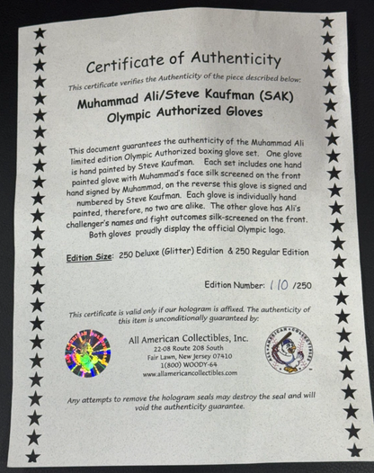 Muhammad Ali Signed Hand Painted 1960 Olympic Gold Boxing Glove Sak Auto AAC COA