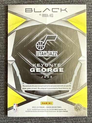 Keyonte George 2023-24 Panini Black Patch Mint Auto /25 Jazz RPA Rookie #RMA-KG