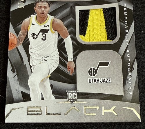Keyonte George 2023-24 Panini Black Patch Mint Auto /25 Jazz RPA Rookie #RMA-KG
