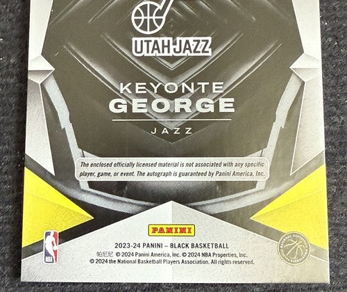 Keyonte George 2023-24 Panini Black Patch Mint Auto /25 Jazz RPA Rookie #RMA-KG