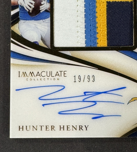 2020 Panini Immaculate Hunter Henry Premium Patch Auto Card LE /99 NE Patriots