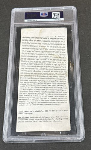 Patriots AFC Championship Ticket Deflate Game Tom Brady Reggie Wayne Auto Psa 10