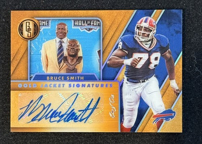 BRUCE SMITH 2020 PANINI GOLD STANDARD GOLD JACKET SIGNATURES AUTO HOF BILLS 1/1