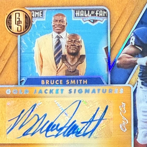 BRUCE SMITH 2020 PANINI GOLD STANDARD GOLD JACKET SIGNATURES AUTO HOF BILLS 1/1