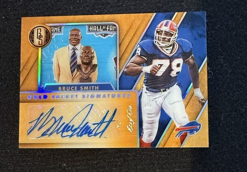BRUCE SMITH 2020 PANINI GOLD STANDARD GOLD JACKET SIGNATURES AUTO HOF BILLS 1/1