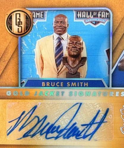 BRUCE SMITH 2020 PANINI GOLD STANDARD GOLD JACKET SIGNATURES AUTO HOF BILLS 1/1