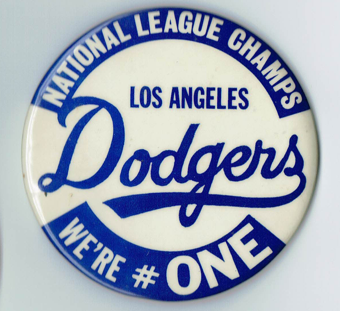 Los Angeles Dodgers National League Champs Vintage Original Pin MINT 3.5" Koufax