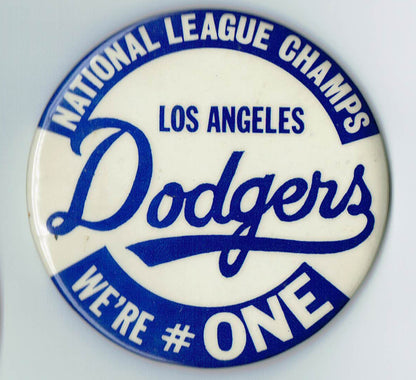 Los Angeles Dodgers National League Champs Vintage Original Pin MINT 3.5" Koufax