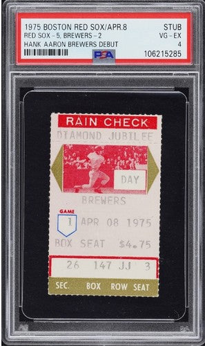 1975 Hank Aaron Milwaukee Brewers  Debut Tony Conigliaro Returns PSA 4 Low Pop