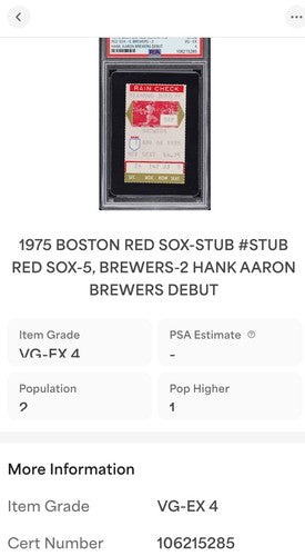 1975 Hank Aaron Milwaukee Brewers  Debut Tony Conigliaro Returns PSA 4 Low Pop