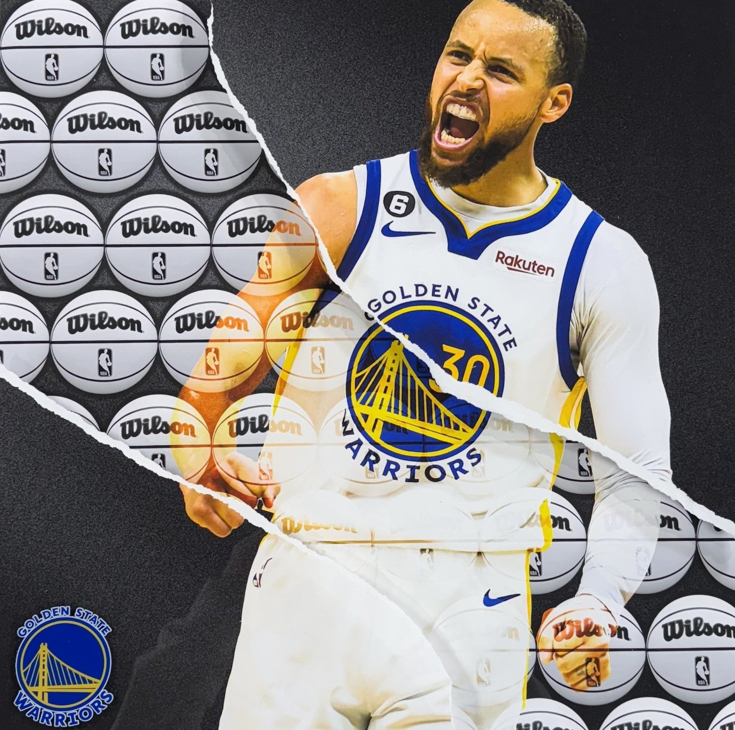 Stephen Curry 26x26 Framed 3D Ripping Through Photo Warriors Basketball Collage