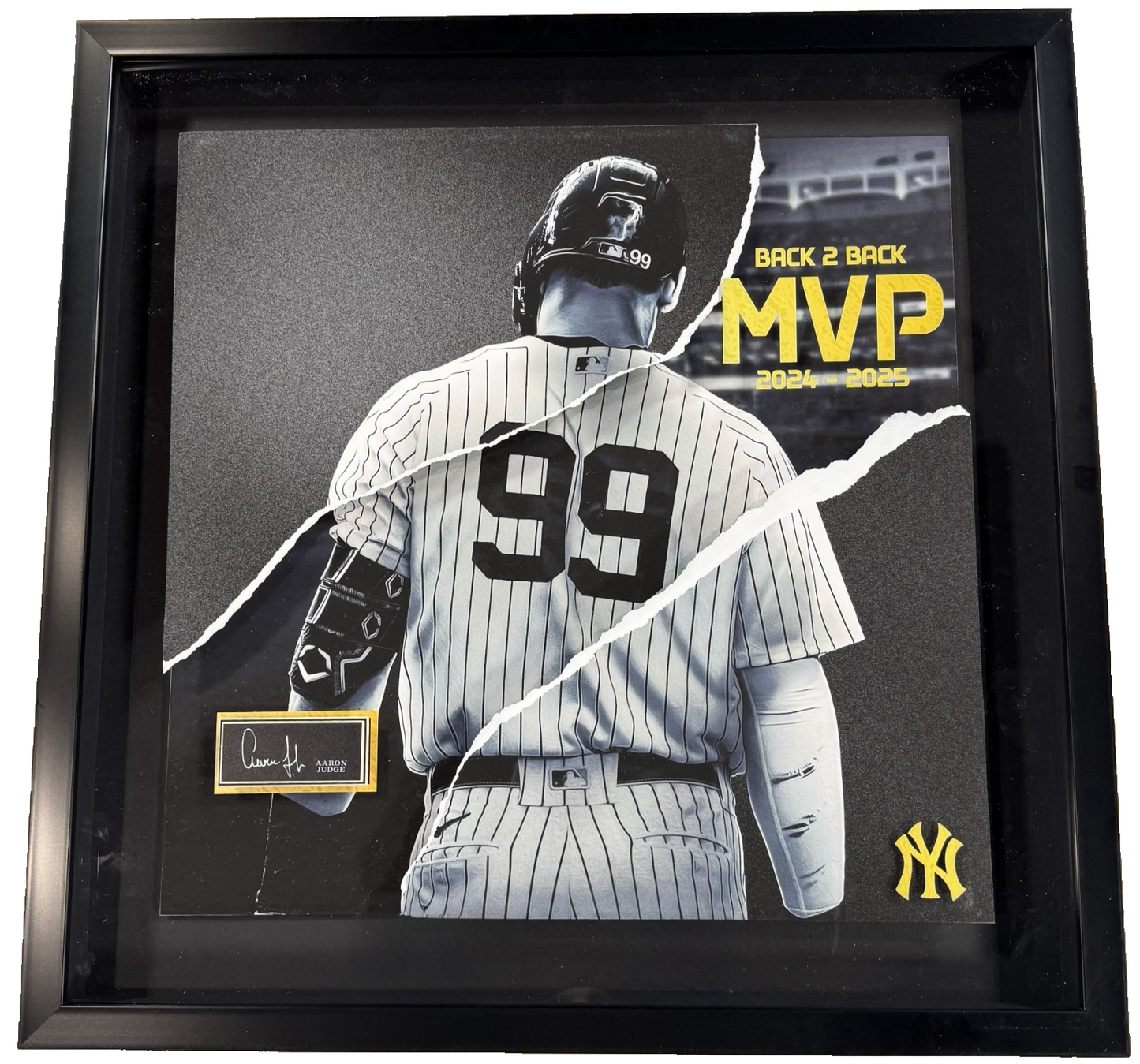 Aaron Judge 26x26 Framed 3D Ripping Through Photo Yankees MVP Baseball Collage