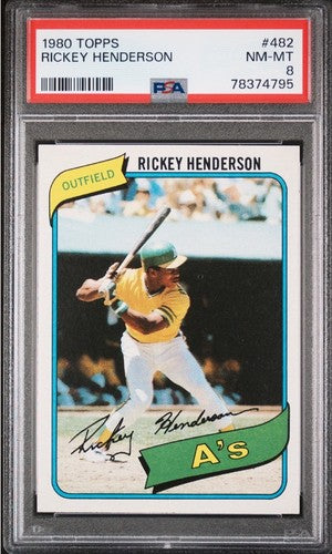 1980 Topps RICKEY HENDERSON Rookie #482 PSA 8 Nm Mint Centered HOF Rc