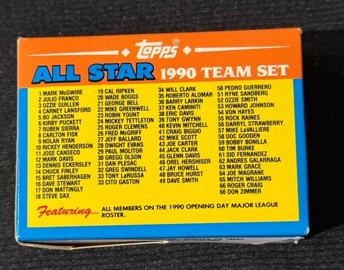 1990 Topps Baseball Special 66 Glossy Card  All Star Team Set Factory Sealed