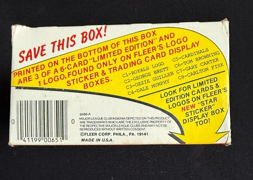 1986 FLEER BASEBALL SEALED WAX BOX FROM CASE 36 packs CRISP MINT SMOOTH BEAUTY
