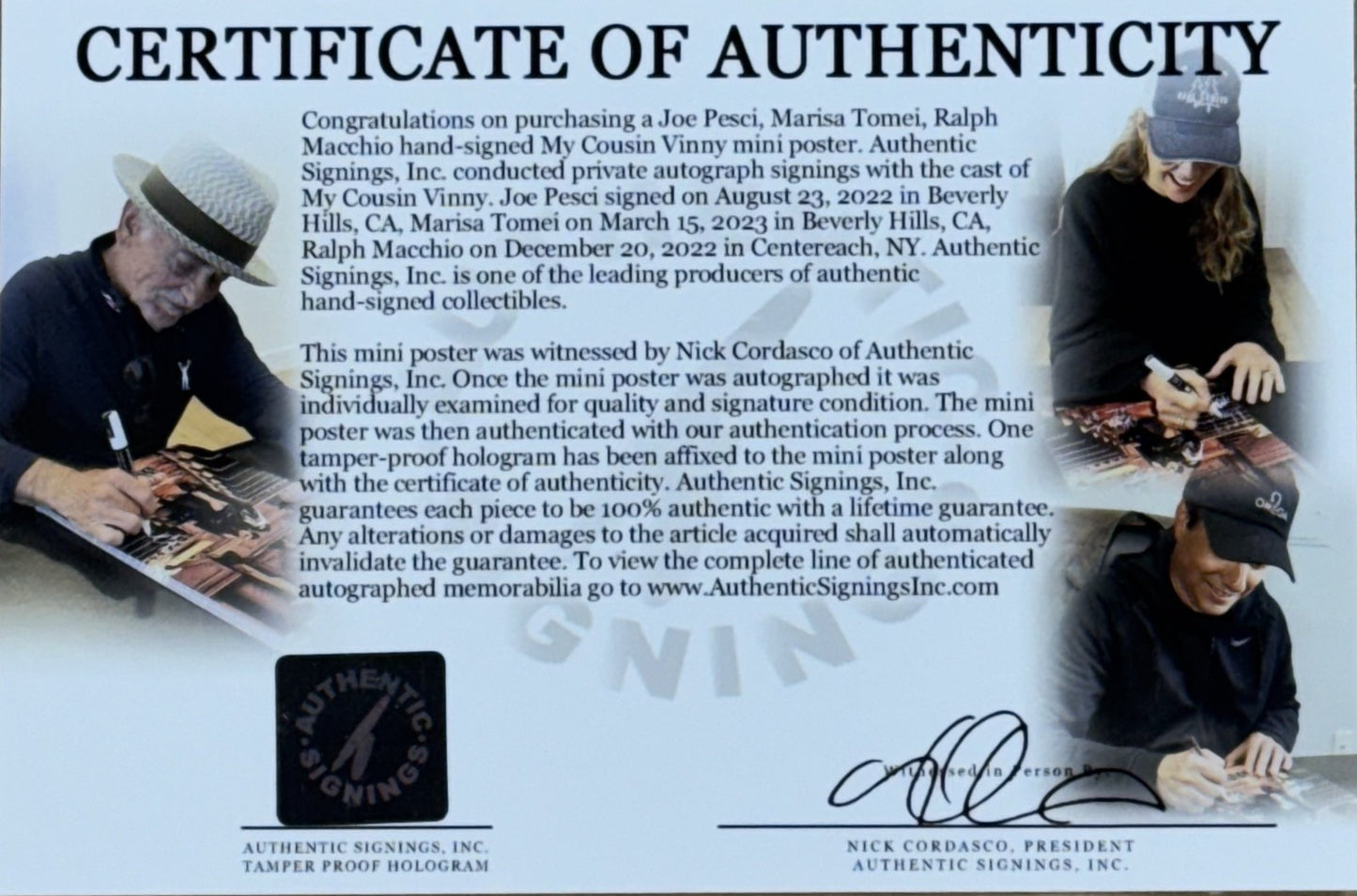 My Cousin Vinny Cast Signed Framed 12x17 Poster Pesci Tomei Macchio Auto ASI COA