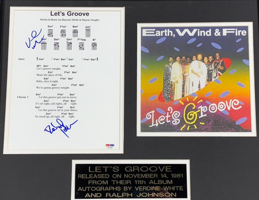 Earth Wind & Fire Let's Groove Signed Framed Sheet Music White Johnson Auto PSA