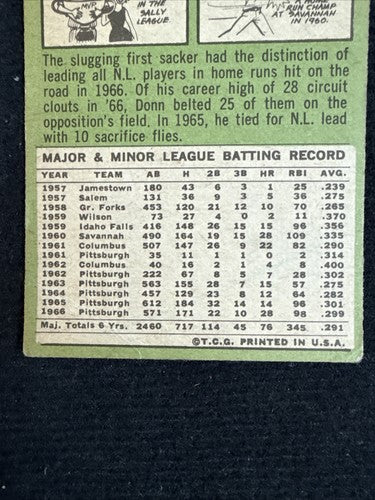 1967 Topps Set-Break #535 Donn Clendenon VG Centered Light Crease