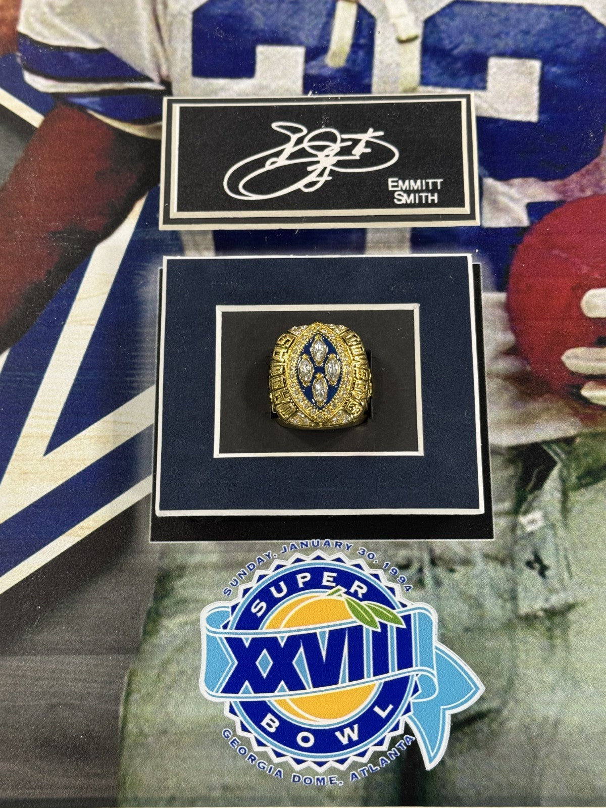 Dallas Cowboys 24x30 3D Framed Super Bowl Rings Photo Shadowbox Aikman Smith