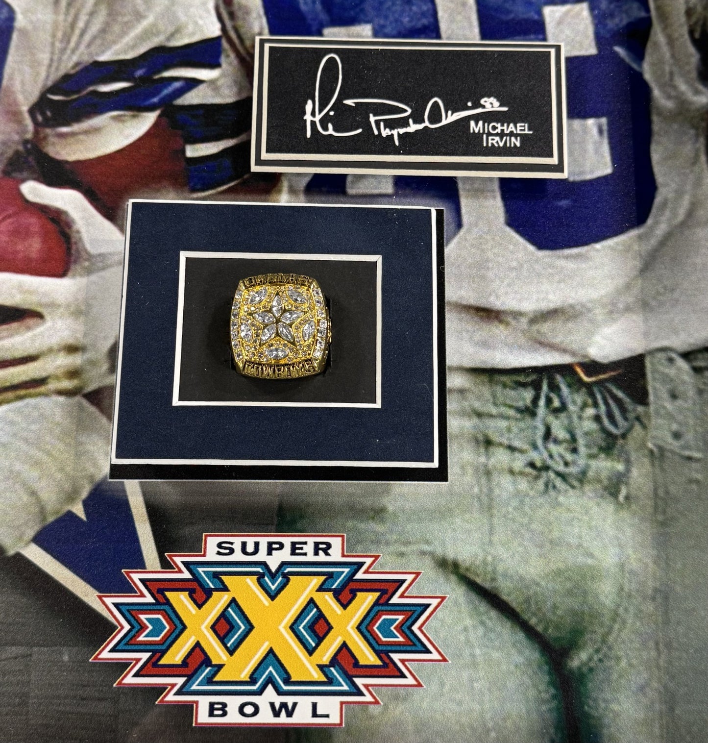 Dallas Cowboys 24x30 3D Framed Super Bowl Rings Photo Shadowbox Aikman Smith