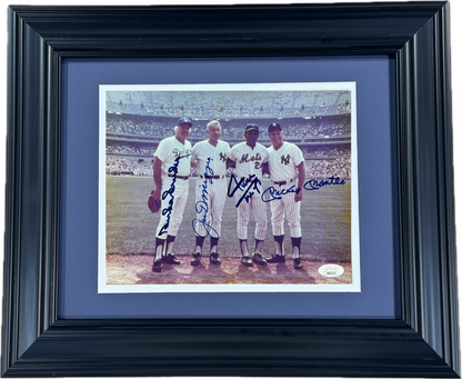 Mickey Mantle Joe DiMaggio Willie Mays Snider Signed 8x10 Framed Photo Auto JSA