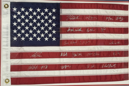 1980 Miracle ICE Hockey ALL 20 On Team Signed Framed USA Flag Auto JSA Eruzione