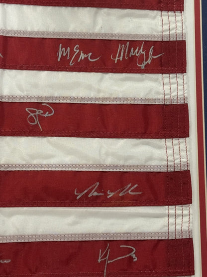 1980 Miracle ICE Hockey ALL 20 On Team Signed Framed USA Flag Auto JSA Eruzione