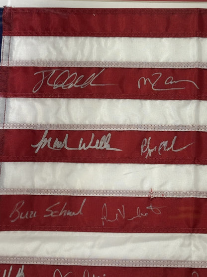 1980 Miracle ICE Hockey ALL 20 On Team Signed Framed USA Flag Auto JSA Eruzione