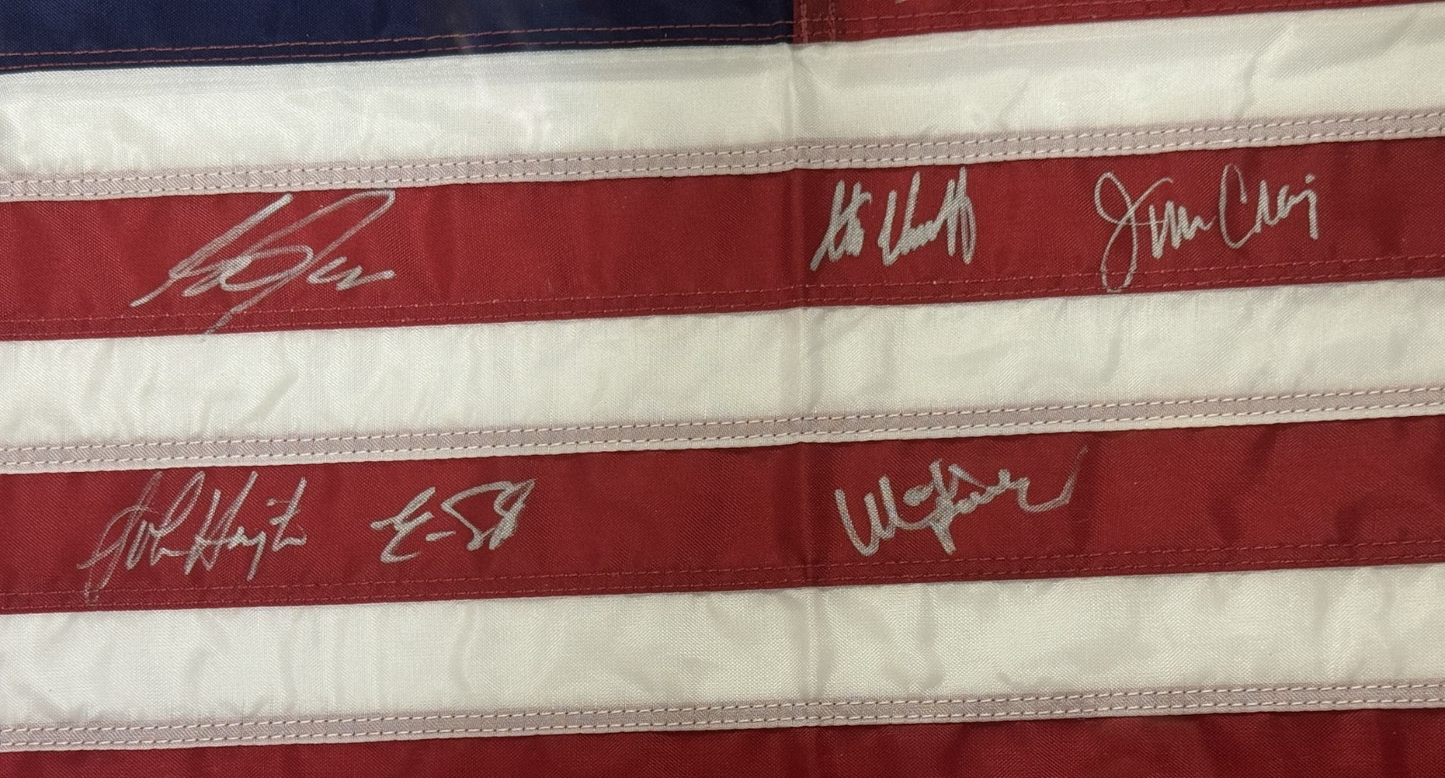 1980 Miracle ICE Hockey ALL 20 On Team Signed Framed USA Flag Auto JSA Eruzione