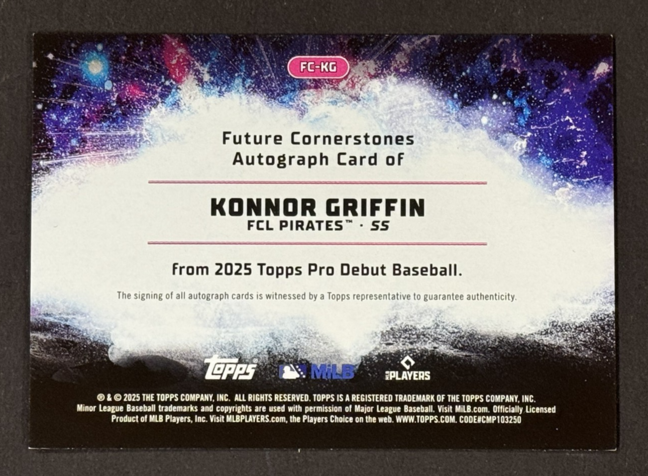 Topps 2025 Pro Debut Future Cornerstones Konnor Griffin Auto /99 Pirates #1 Pros