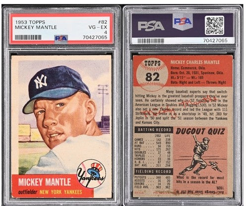 1953 TOPPS MICKEY MANTLE #82 PSA 4 Sharp Crisp Beauty HOF Yankees 2nd Topps Card