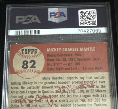 1953 TOPPS MICKEY MANTLE #82 PSA 4 Sharp Crisp Beauty HOF Yankees 2nd Topps Card