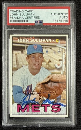 JOHN SULLIVAN 1967 Topps #568 METS Signed Mint Auto d.2023 HI # Beauty  Psa Coa