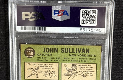 JOHN SULLIVAN 1967 Topps #568 METS Signed Mint Auto d.2023 HI # Beauty  Psa Coa