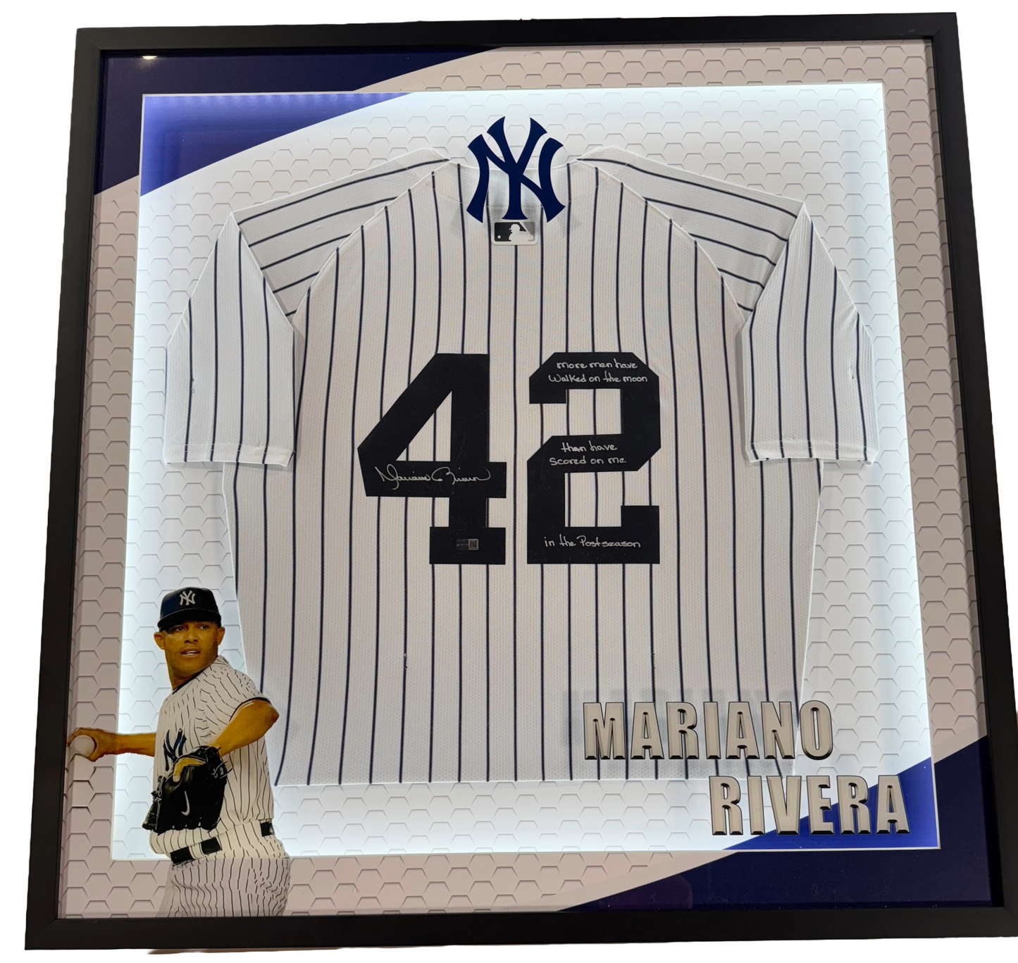Mariano Rivera Signed Jersey Moon ins Framed LED Shadowbox Auto Steiner Yankees