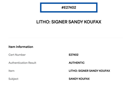 Sandy Koufax Signed Framed 18x24 Beachy Litho LE /500 Auto PSA LA Dodgers HOF